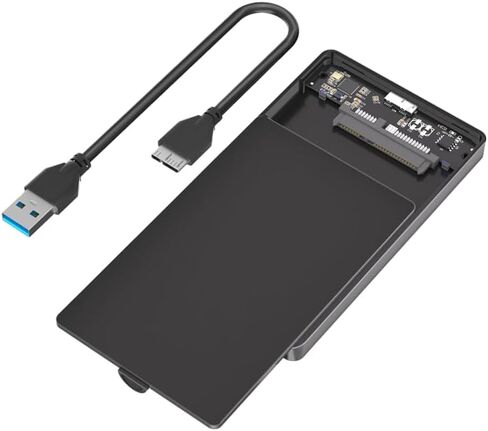 حافظة قرص صلب محمول مقاس 2.5 بوصة SATA SSD من Mustpoint USB3.0 إلى SATA2.5 حافظة بلاستيكية HDD خارجية باللون الأسود in Saudi Arabia