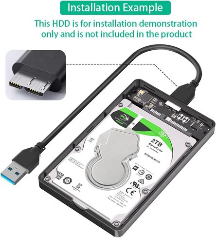 حافظة قرص صلب محمول مقاس 2.5 بوصة SATA SSD من Mustpoint USB3.0 إلى SATA2.5 حافظة بلاستيكية HDD خارجية باللون الأسود in Saudi Arabia
