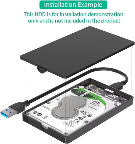 حافظة قرص صلب محمول مقاس 2.5 بوصة SATA SSD من Mustpoint USB3.0 إلى SATA2.5 حافظة بلاستيكية HDD خارجية باللون الأسود in Saudi Arabia