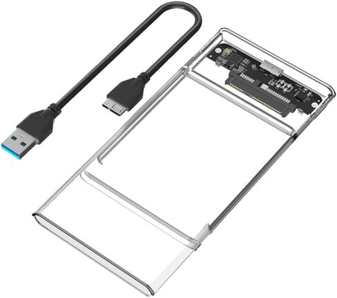 Mustpoint Portable 2.5 Inch SATA SSD Hard Drive Disk Enclosure USB3.0 to SATA2.5 External HDD Plastic Case Transparent in Saudi Arabia