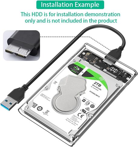 Mustpoint Portable 2.5 Inch SATA SSD Hard Drive Disk Enclosure USB3.0 to SATA2.5 External HDD Plastic Case Transparent in Saudi Arabia