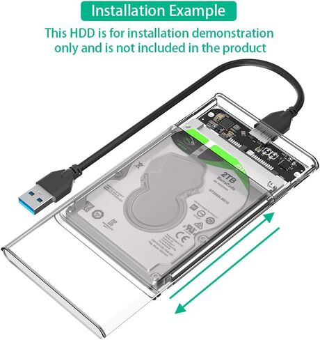 Mustpoint Portable 2.5 Inch SATA SSD Hard Drive Disk Enclosure USB3.0 to SATA2.5 External HDD Plastic Case Transparent in Saudi Arabia