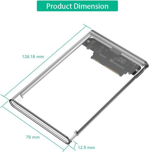 Mustpoint Portable 2.5 Inch SATA SSD Hard Drive Disk Enclosure USB3.0 to SATA2.5 External HDD Plastic Case Transparent in Saudi Arabia