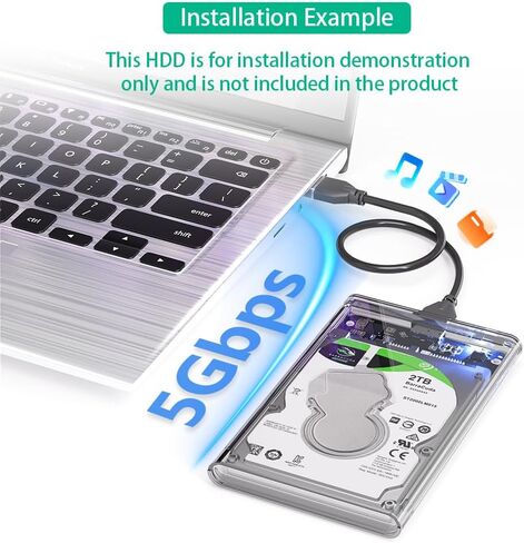 Mustpoint Portable 2.5 Inch SATA SSD Hard Drive Disk Enclosure USB3.0 to SATA2.5 External HDD Plastic Case Transparent in Saudi Arabia