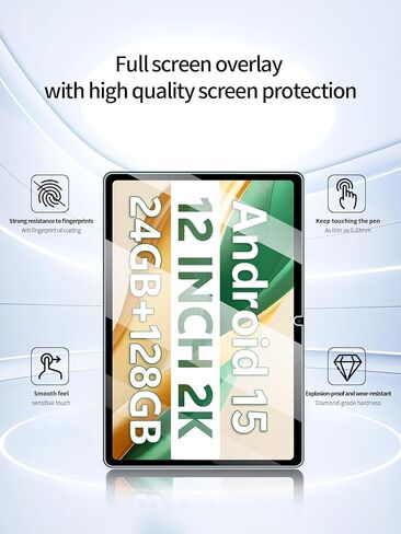 واقي شاشة لجهاز SVITOO SVTT006 Tablet 12 بوصة Android Tablet، مضاد للخدش 9H صلابة اللمس الحساسة 2.5D حواف مستديرة خالية من الفقاعات سهلة التركيب، عبوتان. in Kuwait