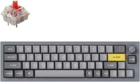 Keychron Q9 52-Key 40% Layout Mechanical Keyboard (Wired) with Knob– QMK/Launcher Programmable Layers for Mac/Windows, Hot-Swappable Gateron G Pro Red Switches, Aluminum Body, RGB, Grey in Kuwait