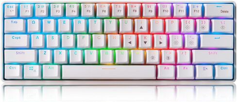 لوحة مفاتيح ألعاب ميكانيكية لاسلكية بنسبة 60% من abucow بلوتوث 2.4G RGB بإضاءة خلفية ومضادة للظلال و61 مفتاحًا ولوحة مفاتيح بيضاء صغيرة مع مفتاح أزرق لأجهزة الكمبيوتر المحمول التي تعمل بنظام Windows in Kuwait
