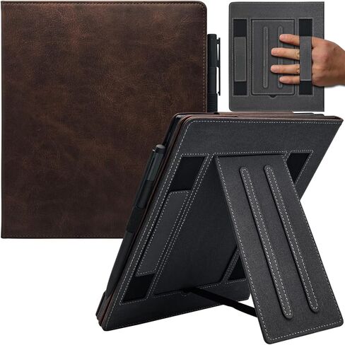 حافظة مزدوجة لجهاز Onyx Boox Tablet Note Air 5 C/Note Air 4 C/Air 3 C (إصدار 2025/2024) غطاء جلد PU ممتاز مع خاصية النوم/الاستيقاظ التلقائي/حزام يد مزدوج/حامل قلم مرن (غابة ضبابية) in Kuwait
