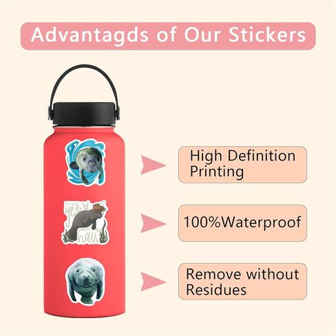 110 Pcs Manatee Sticker Pack for Teens Adults, Cute Manatee Laptop Decals for Water Bottles, Waterproof Vinyl Manatee Stickers for Luggage Computer Skateboard Phone Guitar Manatee Party Supplies in Saudi Arabia