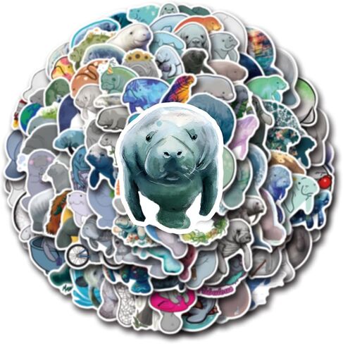 110 Pcs Manatee Sticker Pack for Teens Adults, Cute Manatee Laptop Decals for Water Bottles, Waterproof Vinyl Manatee Stickers for Luggage Computer Skateboard Phone Guitar Manatee Party Supplies in Saudi Arabia