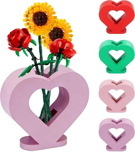 Vase for Lego Flowers,Display Stand Compatible with Lego Flower Bouquet Building Set,Botanical Collection,Roses,Tulips,Sunflowers - Stable Inverted Triangle Design for Home Decor Gift(White) in Kuwait