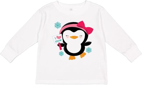 inktastic Penguin Girl Snowflakes Toddler Long Sleeve T-Shirt in Saudi Arabia