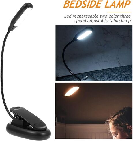 LED Clip Reading Lamp USB Rechargeable Eye Protection Lamp with 3-Level Dimming for Bedside Reading and Night Fishing, Small Adjustable Clip-On Table Light in Saudi Arabia