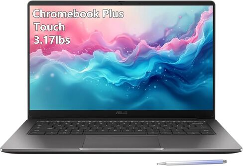 كمبيوتر محمول ASUS Chromebook بشاشة تعمل باللمس مقاس 14 بوصة 2 في 1 - Google Chromebook للبالغين - AMD Ryzen 3-7320C - لوحة مفاتيح بإضاءة خلفية - WiFi 6 - USB C (ذاكرة وصول عشوائي سعتها 8 جيجابايت | SSD سعة 128 جيجابايت + بطاقة SD سعة 256 جيجابايت) in Kuwait
