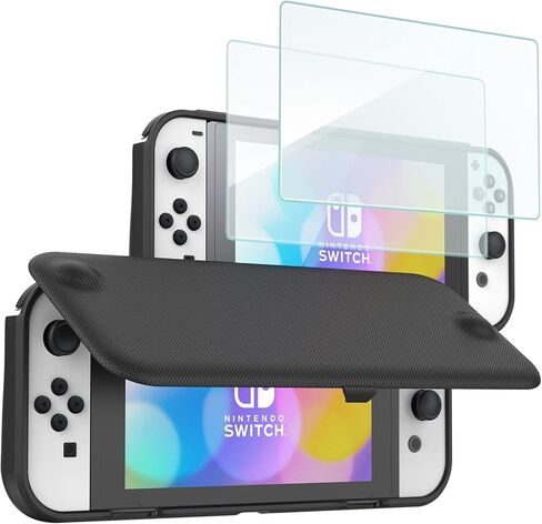 غطاء ProCase Nintendo Switch OLED Flip مع 2 حزمة واقيات شاشة من الزجاج المقسى مع حقيبة حمل لجهاز Nintendo Switch OLED Model 2021 & Switch 2017 مع 8 حاملات بطاقات ألعاب in Saudi Arabia