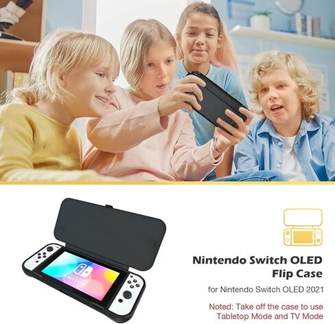 غطاء ProCase Nintendo Switch OLED Flip مع 2 حزمة واقيات شاشة من الزجاج المقسى مع حقيبة حمل لجهاز Nintendo Switch OLED Model 2021 & Switch 2017 مع 8 حاملات بطاقات ألعاب in Saudi Arabia