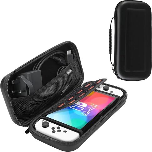 غطاء ProCase Nintendo Switch OLED Flip مع 2 حزمة واقيات شاشة من الزجاج المقسى مع حقيبة حمل لجهاز Nintendo Switch OLED Model 2021 & Switch 2017 مع 8 حاملات بطاقات ألعاب in Saudi Arabia