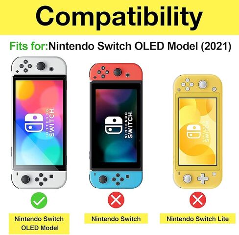 غطاء ProCase Nintendo Switch OLED Flip مع 2 حزمة واقيات شاشة من الزجاج المقسى مع حقيبة حمل لجهاز Nintendo Switch OLED Model 2021 & Switch 2017 مع 8 حاملات بطاقات ألعاب in Saudi Arabia