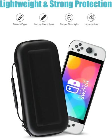 غطاء ProCase Nintendo Switch OLED Flip مع 2 حزمة واقيات شاشة من الزجاج المقسى مع حقيبة حمل لجهاز Nintendo Switch OLED Model 2021 & Switch 2017 مع 8 حاملات بطاقات ألعاب in Saudi Arabia