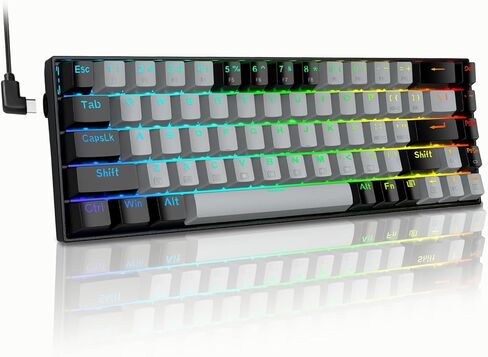 XUANGUI لوحة مفاتيح ميكانيكية بإضاءة خلفية RGB كاملة، لوحة مفاتيح كمبيوتر معدنية سلكية، 65% لوحات مفاتيح لطيفة لألعاب الكمبيوتر الشخصي، لوحة مفاتيح مضيئة ملونة بألوان قوس قزح قابلة للتبديل للكاتب واللاعب، تعمل مع Mac PS5 Xbox in Kuwait