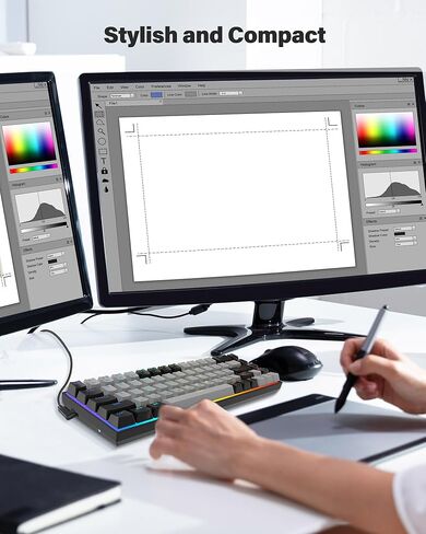 XUANGUI لوحة مفاتيح ميكانيكية بإضاءة خلفية RGB كاملة، لوحة مفاتيح كمبيوتر معدنية سلكية، 65% لوحات مفاتيح لطيفة لألعاب الكمبيوتر الشخصي، لوحة مفاتيح مضيئة ملونة بألوان قوس قزح قابلة للتبديل للكاتب واللاعب، تعمل مع Mac PS5 Xbox in Kuwait