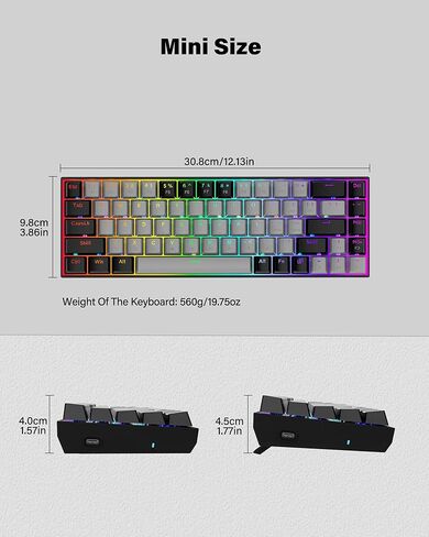XUANGUI لوحة مفاتيح ميكانيكية بإضاءة خلفية RGB كاملة، لوحة مفاتيح كمبيوتر معدنية سلكية، 65% لوحات مفاتيح لطيفة لألعاب الكمبيوتر الشخصي، لوحة مفاتيح مضيئة ملونة بألوان قوس قزح قابلة للتبديل للكاتب واللاعب، تعمل مع Mac PS5 Xbox in Kuwait