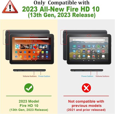 حافظة للكمبيوتر اللوحي Fire HD مقاس 10 بوصات (الجيل الثالث عشر، إصدار 2023)، غطاء حامل ثلاثي الطي من Wyhfyh مع تنبيه/غفو تلقائي وبطانة ناعمة من الألياف الدقيقة، متوافق مع الكمبيوتر اللوحي LG/Fire مقاس 10 بوصات، أسود in Saudi Arabia