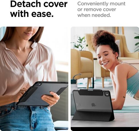 سبيجن حافظة ايباد برو 13 بوصة M5/M4 (2025-2024) مع غطاء مغناطيسي قابل للفصل، غطاء خلفي شفاف Air Skin Pro وحامل أقلام، أسود in Kuwait