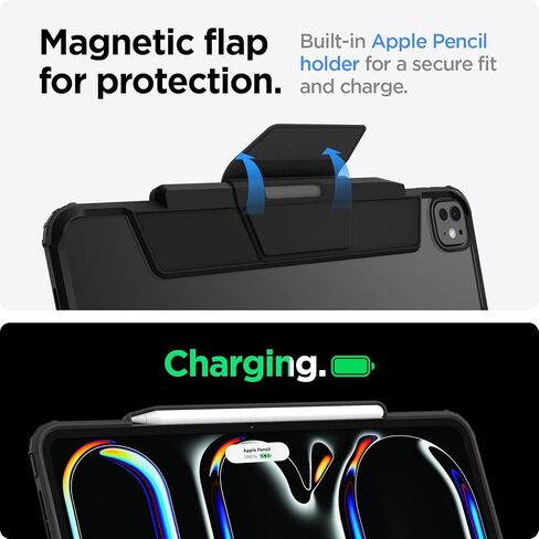 سبيجن حافظة ايباد برو 13 بوصة M5/M4 (2025-2024) مع غطاء مغناطيسي قابل للفصل، غطاء خلفي شفاف Air Skin Pro وحامل أقلام، أسود in Kuwait