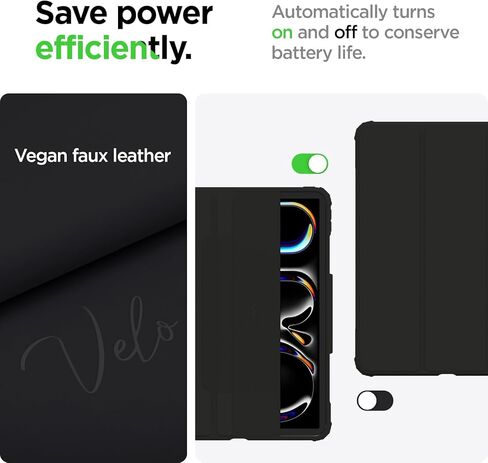 سبيجن حافظة ايباد برو 13 بوصة M5/M4 (2025-2024) مع غطاء مغناطيسي قابل للفصل، غطاء خلفي شفاف Air Skin Pro وحامل أقلام، أسود in Kuwait