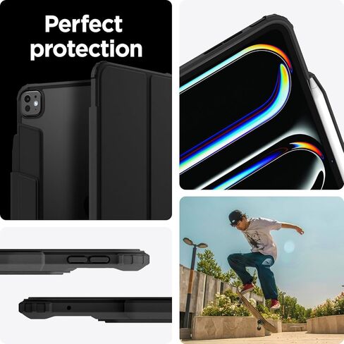 سبيجن حافظة ايباد برو 13 بوصة M5/M4 (2025-2024) مع غطاء مغناطيسي قابل للفصل، غطاء خلفي شفاف Air Skin Pro وحامل أقلام، أسود in Kuwait