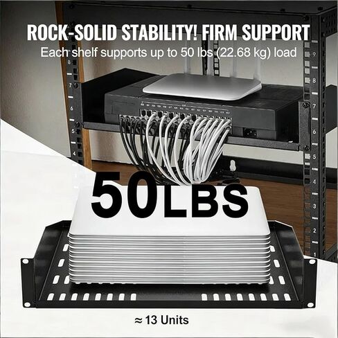 2U Server Rack Shelf Cantilever Rack Mount Shelf 16 Inch Depth Vented Steel Shelf for Network Equipment and AV Devices in Saudi Arabia