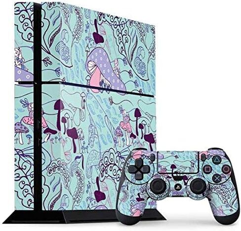 Skinit Decal Gaming Skin Compatible with PS4 Console and Controller Bundle - Officially Licensed Disney Alice in Wonderland (Animated) Mushrooms Print Pattern Design in Saudi Arabia