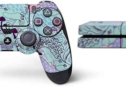 Skinit Decal Gaming Skin Compatible with PS4 Console and Controller Bundle - Officially Licensed Disney Alice in Wonderland (Animated) Mushrooms Print Pattern Design in Saudi Arabia