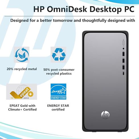 HP 2025 Omnidesk (العلامة التجارية Envy Next) M02 AI Copilot Business Tower Desktop، Core i7-14700، 32 جيجا DDR5، 1 تيرابايت SSD، لوحة مفاتيح سلكية وماوس، Wi-Fi 6، W11P، حزمة مع Lexar SL660 512 جيجا SSD محمول (متجدد) in Kuwait