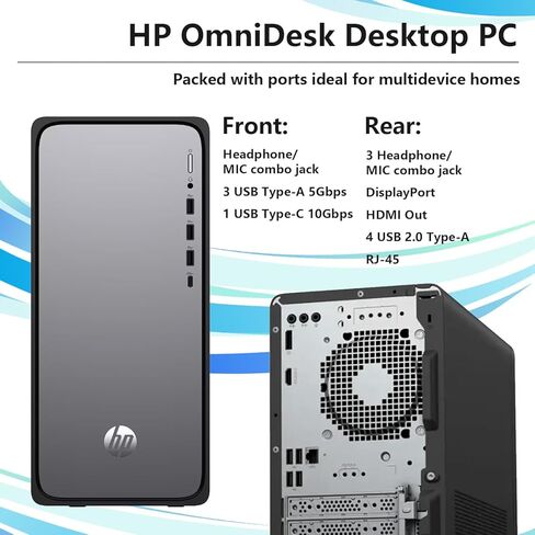 HP 2025 Omnidesk (العلامة التجارية Envy Next) M02 AI Copilot Business Tower Desktop، Core i7-14700، 32 جيجا DDR5، 1 تيرابايت SSD، لوحة مفاتيح سلكية وماوس، Wi-Fi 6، W11P، حزمة مع Lexar SL660 512 جيجا SSD محمول (متجدد) in Kuwait