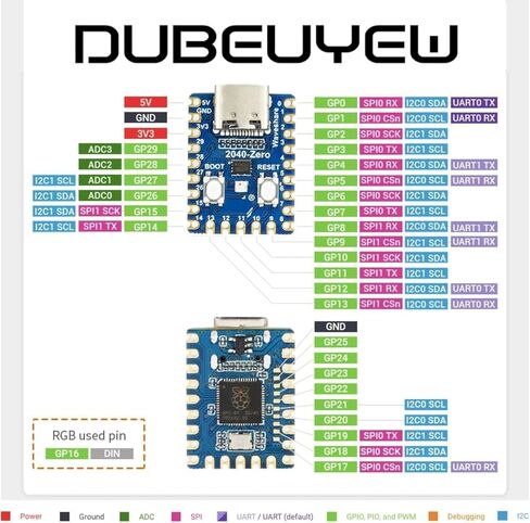4 قطعة لوحة تحكم صغيرة Raspberry RP 2040-Zero تعتمد على معالج Raspberry-Pi 2040 ثنائي النواة ARM Cortex M0 + لـ C/C++/Python in Kuwait