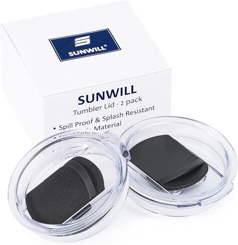 غطاء لأكواب SUNWILL سعة 14 أونصة وأكواب سعة 20 أونصة فقط، أغطية منزلقة مقاومة للرذاذ بديلة 2 عبوة سوداء، صديقة للقش، خالية من مادة BPA in Kuwait