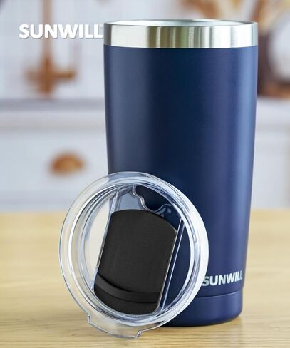 غطاء لأكواب SUNWILL سعة 14 أونصة وأكواب سعة 20 أونصة فقط، أغطية منزلقة مقاومة للرذاذ بديلة 2 عبوة سوداء، صديقة للقش، خالية من مادة BPA in Kuwait