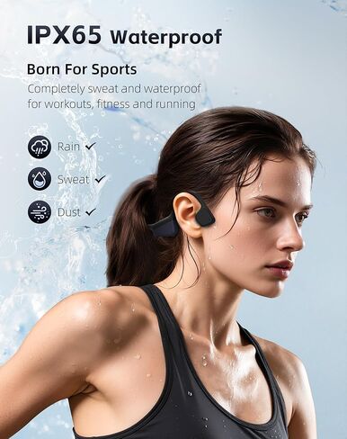 Bone Conduction Headphones, Waterproof Open Ear Wireless Bluetooth Shower Earbuds Noise Cancelling, HiFi Stereo Earphones with Mic, 18H Playtime, Comfort Headset for Sports, Work, Meeting in Kuwait
