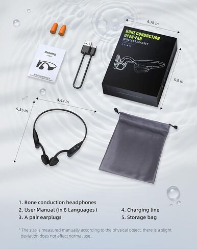 Bone Conduction Headphones, Waterproof Open Ear Wireless Bluetooth Shower Earbuds Noise Cancelling, HiFi Stereo Earphones with Mic, 18H Playtime, Comfort Headset for Sports, Work, Meeting in Kuwait
