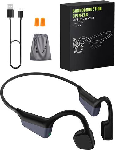 Bone Conduction Headphones, Waterproof Open Ear Wireless Bluetooth Shower Earbuds Noise Cancelling, HiFi Stereo Earphones with Mic, 18H Playtime, Comfort Headset for Sports, Work, Meeting in Kuwait