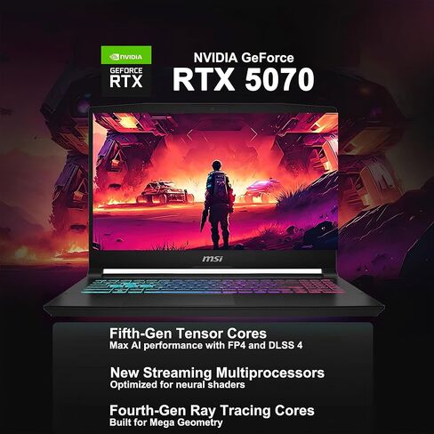 msi Katana 15 HX Gaming Laptop 15.6" QHD IPS 165Hz (100% DCI-P3) Intel 16-core i7-14650HX (>i9-12900H) 32GB DDR5 2TB SSD GeForce RTX 5070 DLSS4 (Up to 798 AI Tops) RGB Backlit Type-C Win11 ICP Hub in Saudi Arabia
