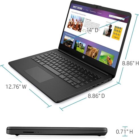 كمبيوتر محمول HP Ultrabook باللون الأسود مع Microsoft Office 365، سعة تخزين 1.1 تيرابايت (1 تيرابايت OneDrive و128 جيجابايت SSD)، ذاكرة وصول عشوائي 8 جيجابايت، Windows11، NoMouse in Kuwait