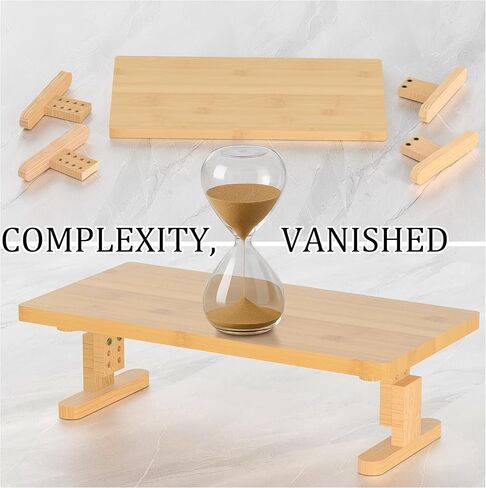 Bamboo Monitor Stand Riser for Desk, Height Adjustable Computer Riser & Laptop Stand, Ergonomic Desktop Organizer Shelf W/ Underneath Storage, Sturdy 100 lbs Capacity for Printer/TV/Home Office in Saudi Arabia