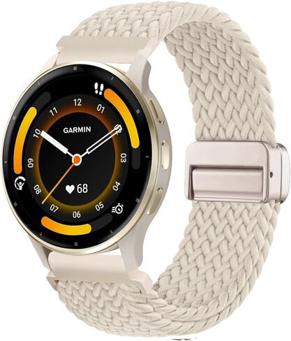 22mm Braided Nylon Watch Band Compatible with Garmin Garmin Vivoactive 4/Venu 3/Venu 2, Magnetic Stretchy Elastic Fabric Strap for Forerunner 265/255/255 Music Women Men in Saudi Arabia