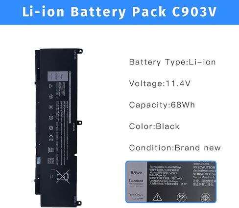 استبدال بطارية C903V لجهاز Dell Precision 7550 7750 7560 7760 Dell P44E P93F P44E001 P44E002 P93F001 P93F002 الكمبيوتر المحمول PKWVM 0CR72X CR72X 0447VR 68ND3 [11.4V 68Wh] in Kuwait