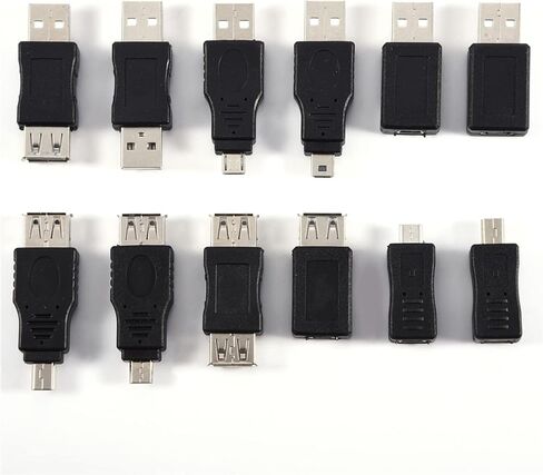 حزمة من 12 قطعة محول USB صغير، USB2.0، موصلات محولات ذكر أنثى مع وظيفة OTG، التوصيل والتشغيل لجميع احتياجات USB2.0 in Kuwait