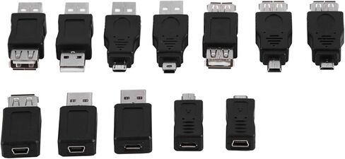 حزمة من 12 قطعة محول USB صغير، USB2.0، موصلات محولات ذكر أنثى مع وظيفة OTG، التوصيل والتشغيل لجميع احتياجات USB2.0 in Kuwait