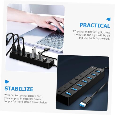 محور USB فردي خارج منفذ USB الفاصل لأجهزة الكمبيوتر المحمول والكمبيوتر نقل البيانات عالي السرعة مؤشر LED كابل أساسي سميك لإمدادات الطاقة in Kuwait